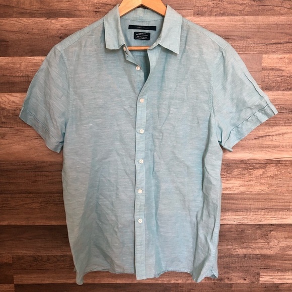 Perry Ellis Linen Shortsleeved Lightweight Button Down Shirt Small - Picture 2 of 7